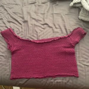 Free People purple off the shoulder crop top